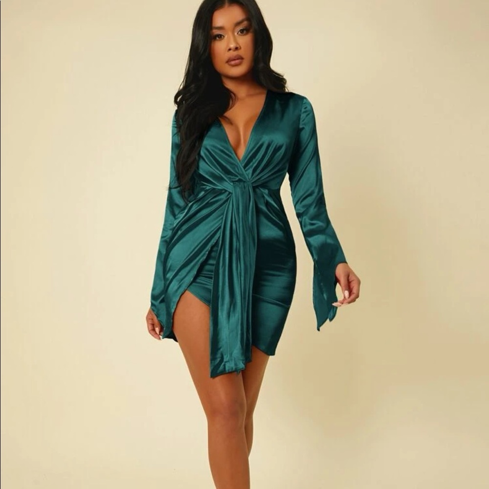 Green Satin Dress